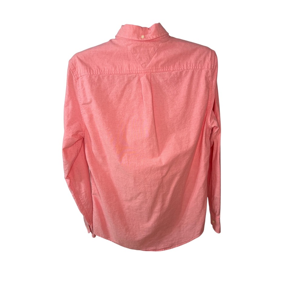 Tommy Hilfiger Mens Regular Fit Stretch Oxford Shirt Coral Pink Medium - Picture 2 of 7
